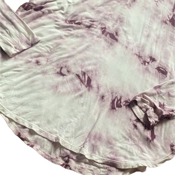 American Eagle Soft & Sexy Tie-Dye Long Sleeve Shirt-Braided Neckline-Purple-M - Picture 6 of 7